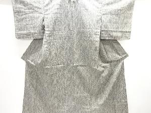 アンティーク　抽象草葉模様織り出し手織り紬単衣着物